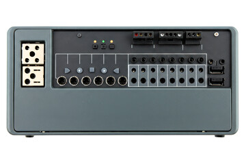 Obraz premium Back panel of electronic device with various ports and connectors on a transparent background