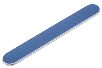 Blue double-sided nail file emery board for manicure and grooming on a transparent background