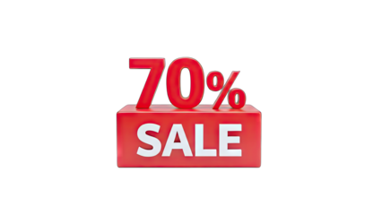 70% Sale Discount on Red Block - Isolated