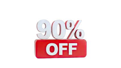 90% Off Discount Sign on Red Block - Sale Concept