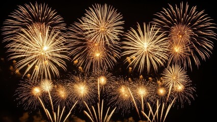 Vibrant fireworks illuminating night sky