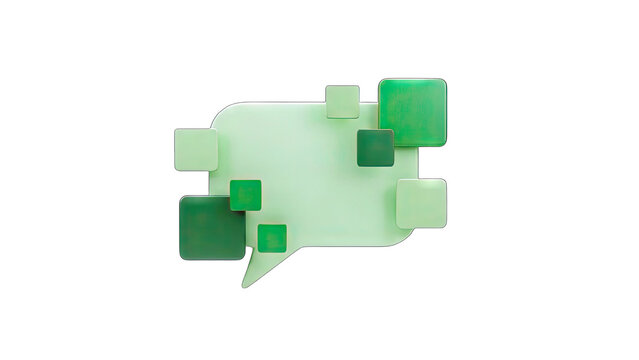 3D Speech Bubble with Green Squares on White Background - Powered by Adobe