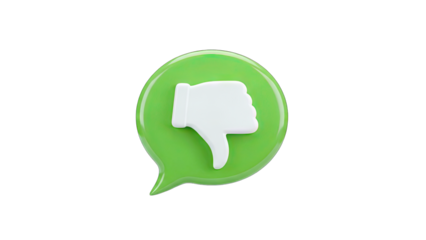 3D Thumbs Down Icon in Green Speech Bubble