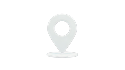 3D White Location Pin on White Background