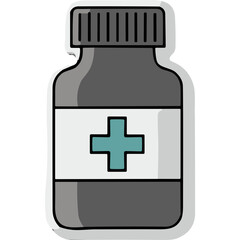 Fototapeta premium Medical Bottle Icon with Cross - Healthcare and Pharmacy Symbol