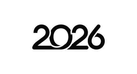 A striking visual representation of the year 2026 is prominently displayed in bold black typography