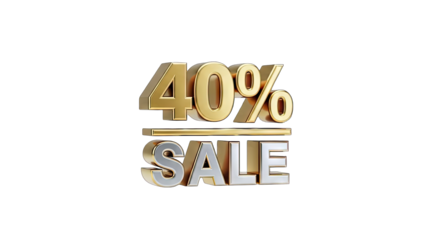 40% Sale Discount - Golden Numbers on White