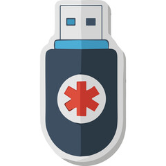 Obraz premium Medical Emergency USB Drive Icon with Star of Life