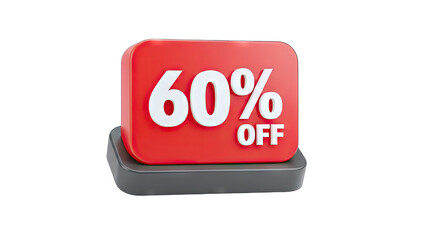 60% Off Sale Sign on a Gray Base - Discount Concept