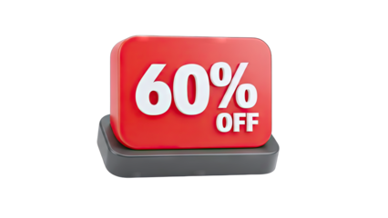 60% Off Sale Sign on a Gray Base - Discount Concept