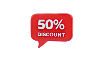 50% Discount Speech Bubble Isolated on White