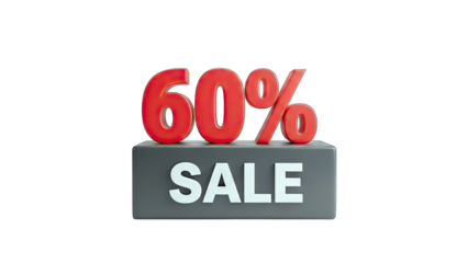 60% Sale Discount Sign on White Background