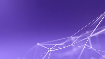 Abstract geometric connection network against a vibrant purple background showcasing intricate lines and nodes representing digital communication and technology.
