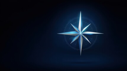 Bright and Elegant Compass Rose Design on Dark Background Symbolizing Navigation and Exploration in Modern Graphic Style for Travel and Adventure Themes