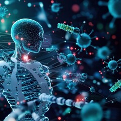 A concept art of AI-driven self-repairing nanobots, Rare Computing