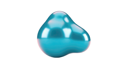 Abstract Teal Blob Floating on White Background