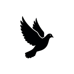 Obraz premium Black silhouette of a dove in flight symbolizing peace and freedom.