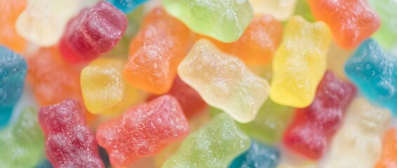 A colorful assortment of gummy bears, showcasing the vibrant and diverse flavors and textures of a classic treat.