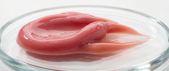 A close-up shot presents a delicate, translucent gel in a clear petri dish, inviting curiosity and a sense of scientific exploration.