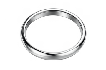 Silver wedding band with shiny metallic surface, symbolizing commitment and eternal love on transparent background