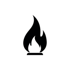 Simple Black Flame Icon.