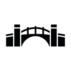 Simple black silhouette of a bridge icon.