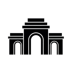 Stylized Black Silhouette of a Monumental Archway Building.