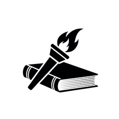 Torch and Book Symbolizing Knowledge and Enlightenment.