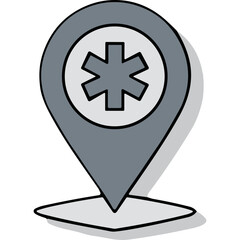 Obraz premium Medical Location Icon: Star of Life Map Pin
