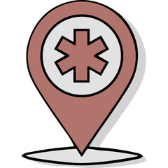 Obraz premium Medical Location Icon: Star of Life Pin