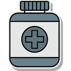 Obraz premium Medical Pill Bottle Icon with Plus Sign