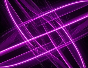 Glowing neon purple lines intersect on a stark black background