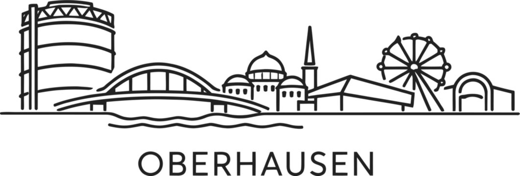 Oberhausen Germany city skyline line art vector illustration