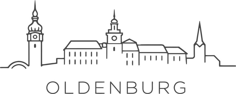 Oldenburg Germany city skyline outline minimalist vector illustration