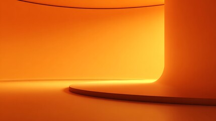 Elegant Orange Curved Studio Backdrop for Product Photography and Design