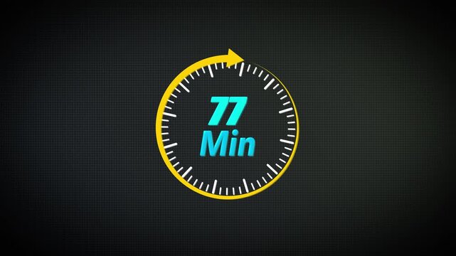 77 Minute Countdown Timer Animation with Circular Clock Interface, Minimal UI Design for Scheduling and Countdown Displays