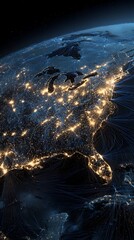 Illuminated United States Network City Lights and Connectivity
