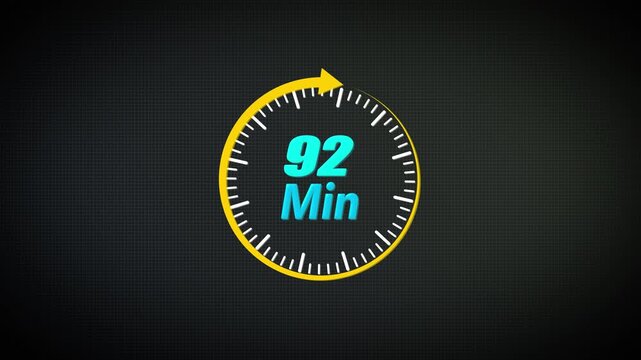 92 Minute Circular Countdown Timer Animation with Rotating Clock Dial and Smooth Progress Ring for UI Design, App Interface, Dashboard and Time Control