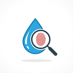 Vector of water drop with magnifier and bacterium. microorganism. Symbol of legionella pneumophila. Icon of infection in water new concept