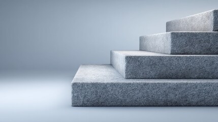 Textured gray steps ascending in a minimalistic space, showcasing a modern design element for architectural or interior decoration concepts