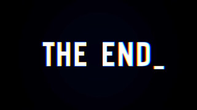 The End, The End sign, The end animation, The End text word gold light animation loop with glitch text effect, footage, 4k footage, videos, video clip, slow motion, video wallpaper, animation, 4k