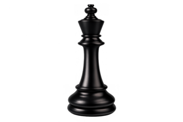Black chess king standing on a transparent background, representing strategy, power, leadership, and competition