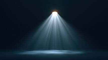 Bright Spotlight Illuminating Dark Space with Soft Rays Creating Dramatic Mood for Background in Theater or Event Design