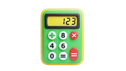 Calculator with Numbers Displayed on Screen