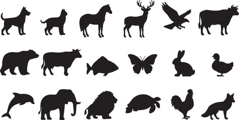Fototapeta premium Silhouettes of various animals