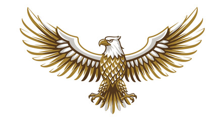 Fototapeta premium Powerful Golden Eagle Illustration with Spreading Wings for Symbol Design