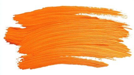 A bright orange paint stroke extends across a white canvas. The texture shows the movement of the brush. This shows how the color can create visual interest in art.