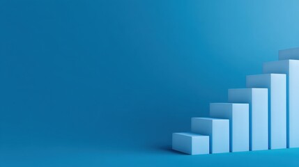 Abstract 3D chart showing upward movement with blue background, depicting growth, progress, and financial success in a modern design