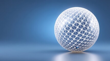 Abstract geometric sphere with glowing triangular pattern on a soft gradient backdrop representing technology, innovation, and modern design aesthetics