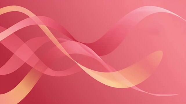 Luminous ethereal motion graphics background with soft rose pink and warm gold light ribbons forming gentle organic romantic shapes